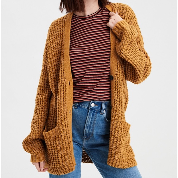 Ae Slouchy Waffle Cardigan Sz Small 